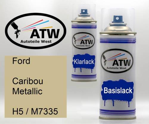 Ford, Caribou Metallic, H5 / M7335: 400ml Sprühdose + 400ml Klarlack - Set, von ATW Autoteile West.